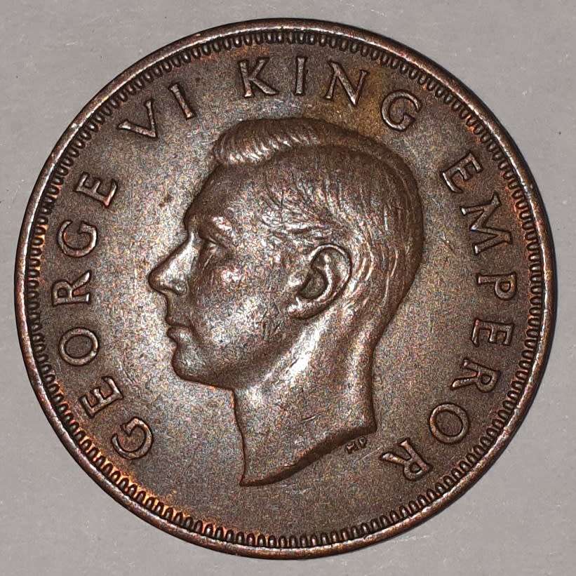 1944 - HALF PENNY - 1/2 PENNY - NEW ZEALAND - KM#12 - BRONZE - HEI TIKI